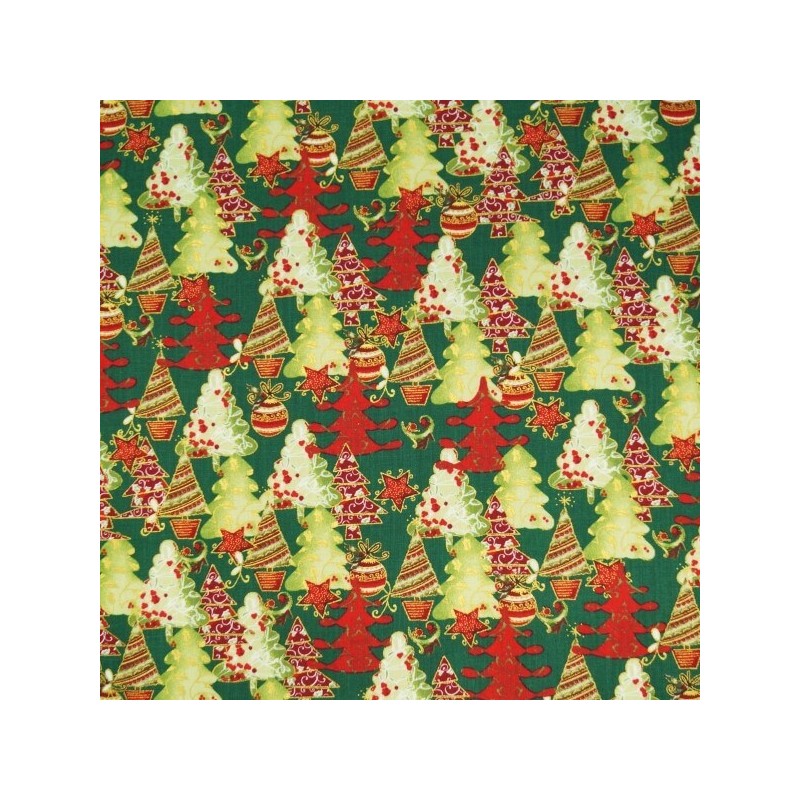 Fantastic Festive Christmas Trees Xmas 100% Cotton Fabric 140cm Wide