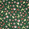 100% Cotton Fabric Christmas Candy Cane Cottages Reindeers Trees Xmas 140cm Wide