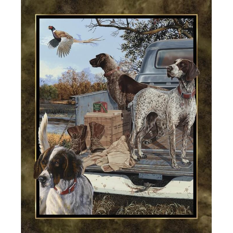 Wild Days Hunting Dogs Panel 100% Cotton Patchwork Fabric (Springs Creative)