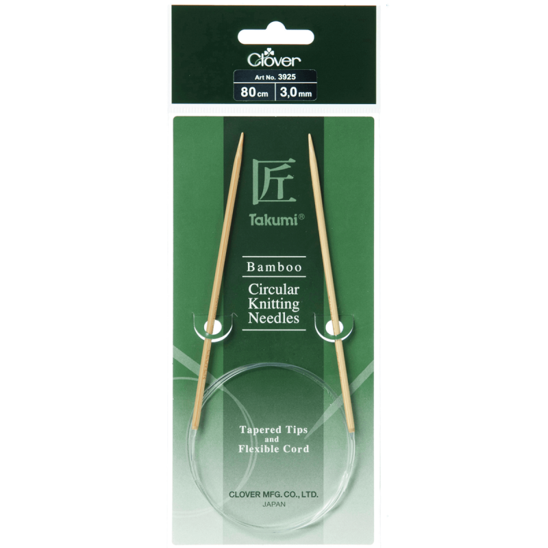 80cm Clover Takumi Bamboo Circular Knitting Needles Sizes 2mm - 10mm