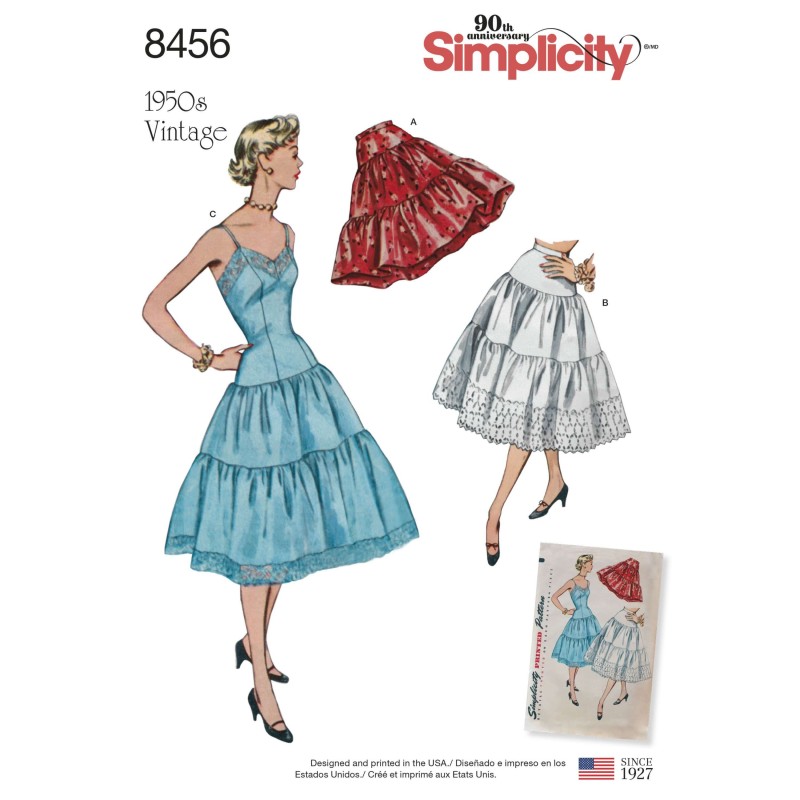 Misses' 1950s Vintage Slip Petticoat Tops Simplicity Sewing Pattern 8456