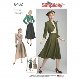 Women's Vintage Separates Skirt Blouse Bolero Simplicity Sewing Pattern 8462