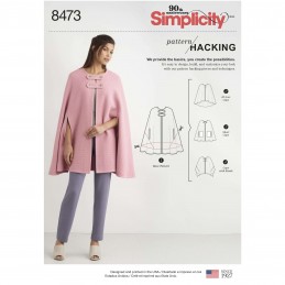 Women's Design Hacking Collection Poncho Cape Simplicity Sewing Pattern 8473