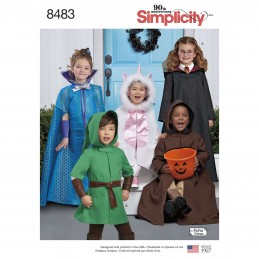 Child's Halloween Dress Up Character Costumes Simplicity Sewing Pattern 8483