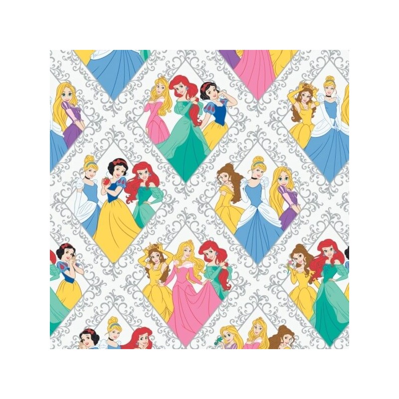 Disney Princesses in Elegant Diamonds 100% Cotton Patchwork Fabric (Camelot)