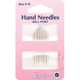 Hemline Ball Point Hand Sewing Needles Size 5-10