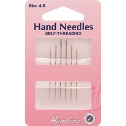 Hemline Self Threading Hand Sewing Needles Size 4-8