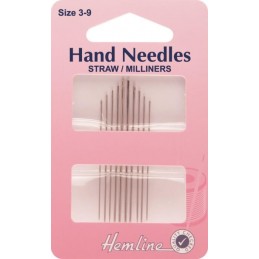 Hemline Straw/ Milliner Hand Sewing Needles Size 3-9