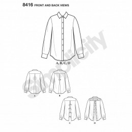 Misses Statement Button Front Shirts and Blouses Simplicity Sewing Pattern 8416