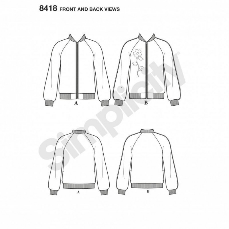 Simplicity Sewing Pattern 8418 Misses Lined Bomber Varsity Jacket V...