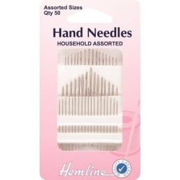 Hemline Household Assorted 50 Pack Hand Sewing Needles 