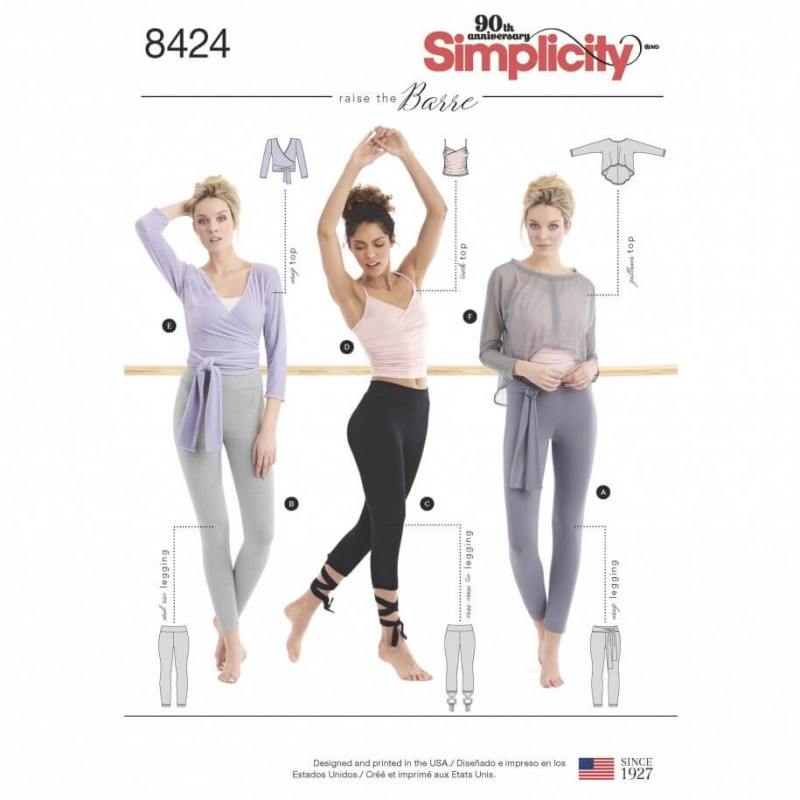 Misses Knit Ballet Style Workout Separates Simplicity Sewing Pattern 8424