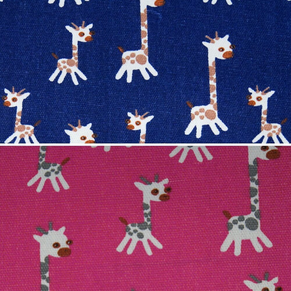 Cartoon Style Giraffes Tossed Wildlife Polycotton Canvas Upholstery Fabric
