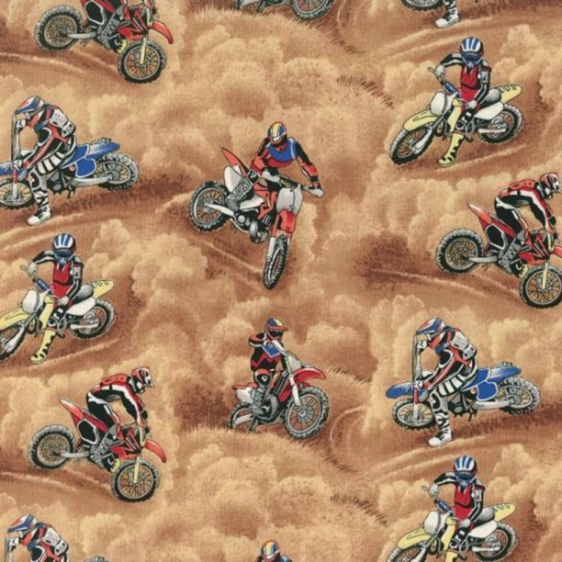 Motocross Dirt Bike Racing Collection 100% Cotton Patchwork Fabric (Nutex)