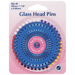 H667 - Glass Head Pins: Nickel - 30mm, 40pcs