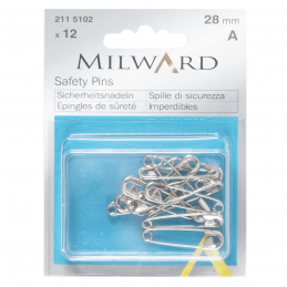 2115102 Safety Pins: Silver: 28mm: 12 Pieces