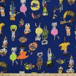 Dressed To The Nines Cats Fancy Dress Kitty Polycotton Canvas Upholstery Fabric