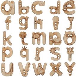 1 x Wooden Alphabet Button Children Kids