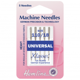 2. H100.110 Sewing Machine Needles: Universal: Heavy 110/18: 5 Pieces