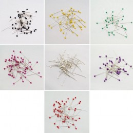 Coloured Pearl Style Plastic Head 40mm x 0.58mm Craft Sewing Pins Dressmaking