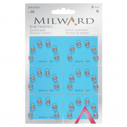 36 x 6mm Silver Milward Sew On Snap Press Stud Fasteners 2195101