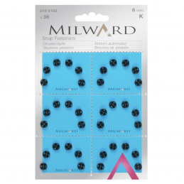 36 x 6mm Black Milward Sew On Snap Press Stud Fasteners 2195102