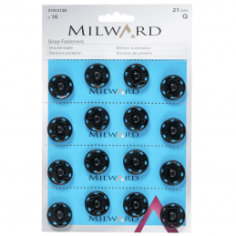 16 x 21mm Black Milward Sew On Snap Press Stud Fasteners 2195139