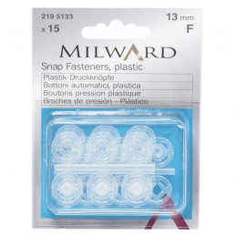 15 x 13mm Transparent Milward Plastic Sew On Snap Press Stud Fasteners 2195133