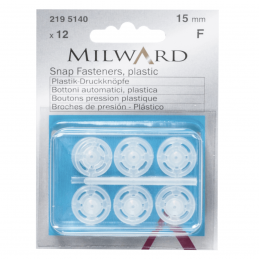 12 x 15mm Transparent Milward Plastic Sew On Snap Press Stud Fasteners 2195140