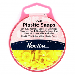 H443.YELL KAM 25 x 12.4mm Yellow Plastic Snaps Poppers Fasteners 