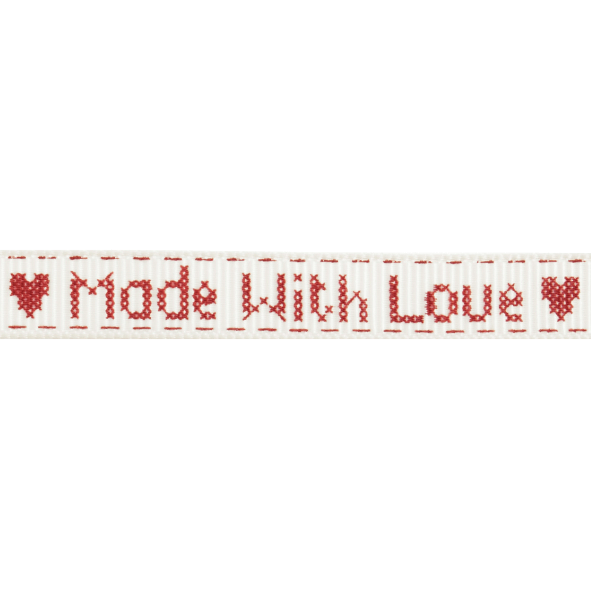 Bowtique Grosgrain Made With Love Stitch Hearts Ribbon 5mm x 5m Reel