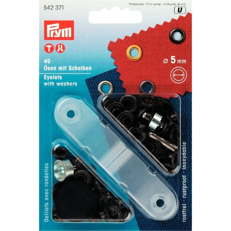 Prym Eyelets with Fixing Tool Starter Kit 4mm, 5mm, 8mm, 11mm & 14mm