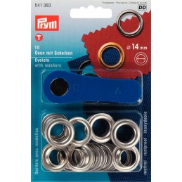 Prym Eyelets with Fixing Tool Starter Kit Silver 14mm 541383