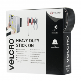 Heavy Duty 50mm Self Adhesive Velcro Hook & Loop Tape Black