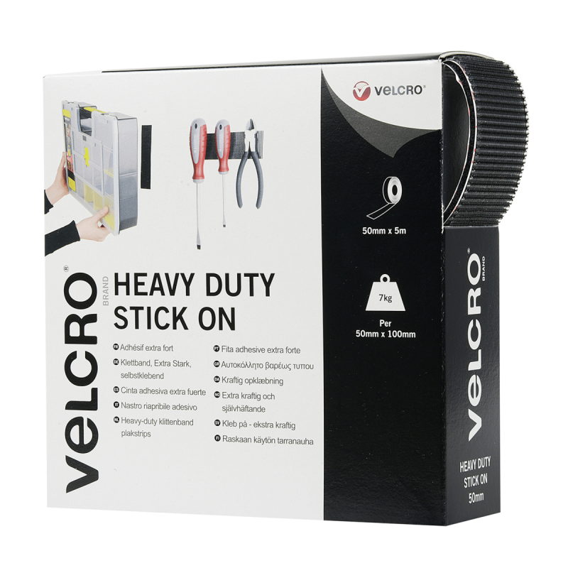Heavy Duty 50mm Self Adhesive Velcro Hook & Loop Tape  White Or Black