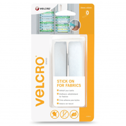 Velcro Stick On Self Adhesive Strip For Fabric 19mm x 60cm White