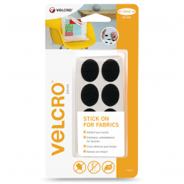 Velcro Stick On Self Adhesive 24mm Oval Spots For Fabric Black 