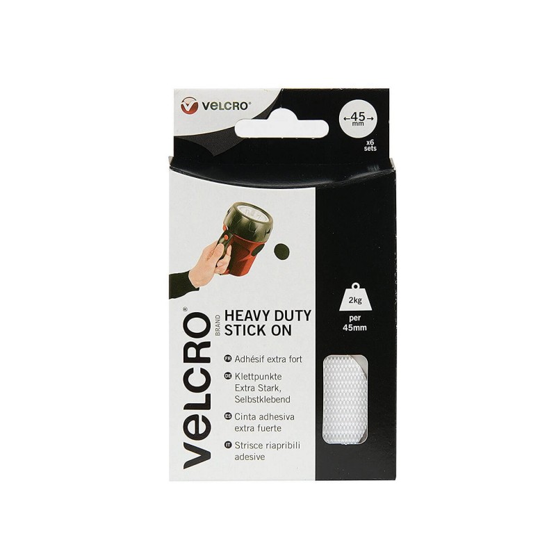 Velcro 6 x 24mm Hook & Loop Coins Circles Stick On White And Black