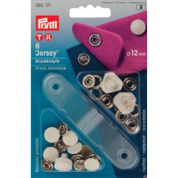 7. 390171 - Press Fasteners 12mm Jersey Cap White 6 Piece Card