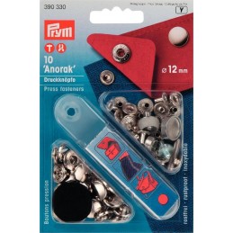 14. 390330 - Press Fasteners 12mm Anorak Nickel 10 Piece Card 