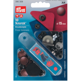 16. 390309 - Press Fasteners 15mm Anorak Antique Copper 10 Piece Card