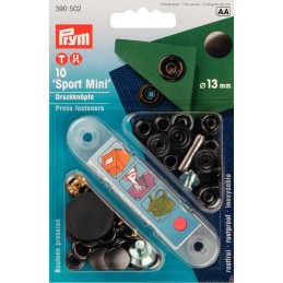 19. 390502 - Press Fasteners 13mm Sport Mini Black Oxidized 10 Piece Card 