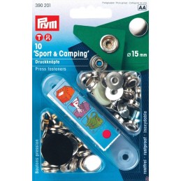 22. 390201 - Press Fasteners 15mm Sport & Camping 10 Piece Card