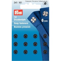 24. 341161 - Snap Fasteners 6mm Black 12 Piece Card
