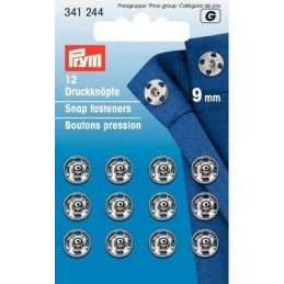 30. 341244 - Snap Fasteners 9mm Nickel 12 Piece Card