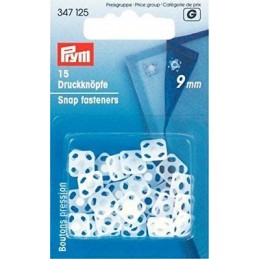 31. 347125 - Snap Fasteners 9mm White 15 Piece Card