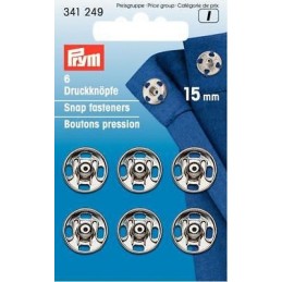 36. 341249 - Snap Fasteners 15mm Nickel 6 Piece Card 