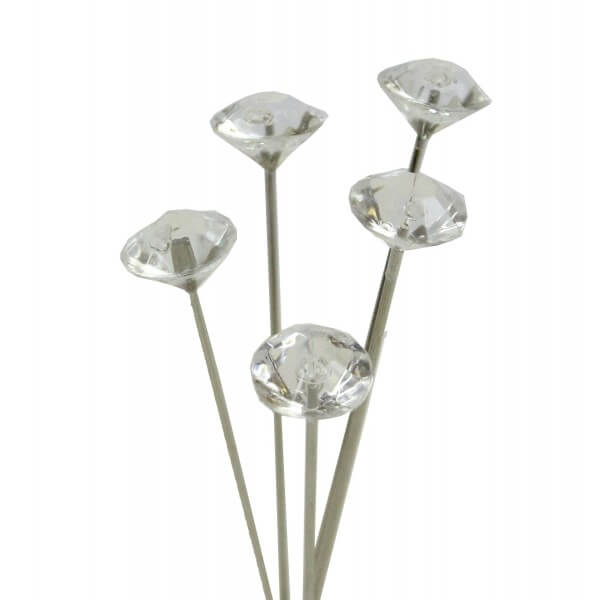 4cm or 5cm, Diamante Pins, Clear Acrylic Diamond Shaped Head, Florist