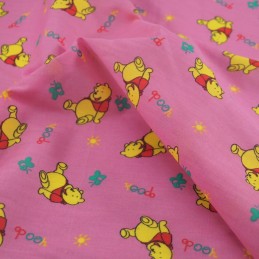 Polycotton Fabric Winnie The Pooh Pink