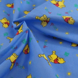 Polycotton Fabric Winnie The Pooh Blue